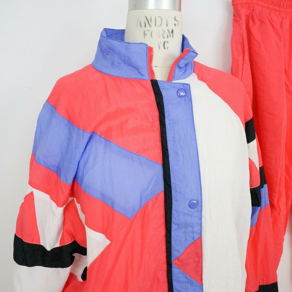 Vintage 80s/90s Nylon Track Suit Colorblock - Picture 4 of 8